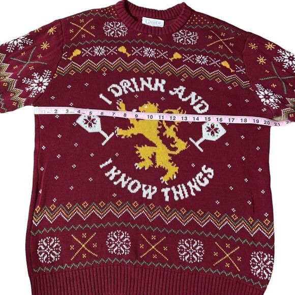 Game of Thrones ~ Burgundy Sweater ~ “I Drink and I Know Things” ~ size Large - Picture 6 of 11